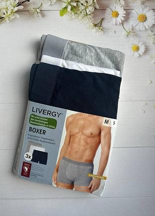 Мужские однотонные трусы боксеры livergy (3 шт), размер m