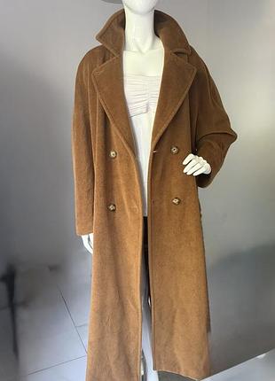 Вінтажне пальто max mara коричнева вовна 1980 років довжина максі