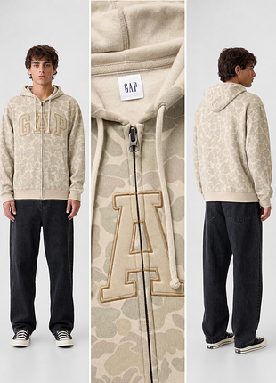 Gap adult relaxed logo print zip hoodie / gap чоловіче зіп-худі оригінал  m, l, xl