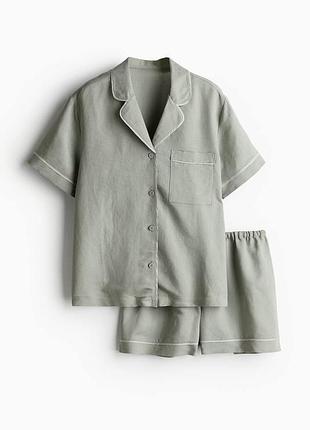Пижамная рубашка лен h&amp;m
