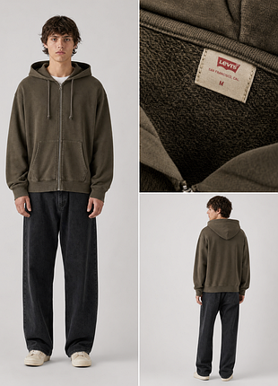 Levi's hayes boxy grunge wash full-zip sweatshirt / levi's зіп худі чоловічий  оригінал m, l