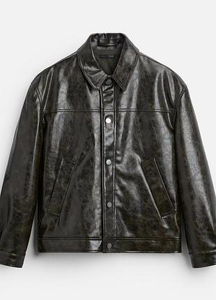 Куртка классического кроя из искусственной кожи zara