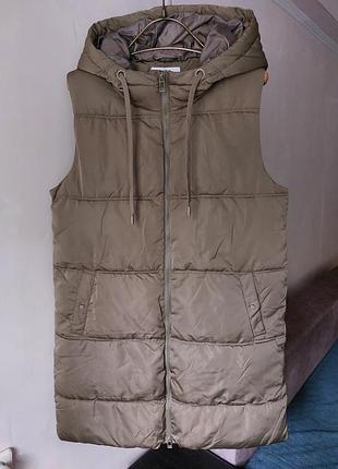 Жилетка жіноча подовжена, стьобана  house brand. хакі. xl. весна. осінь.