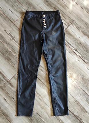 Жіночі штани з екошкіри river island на ґудзиках, розмір 10r / eur 36 (s-m)