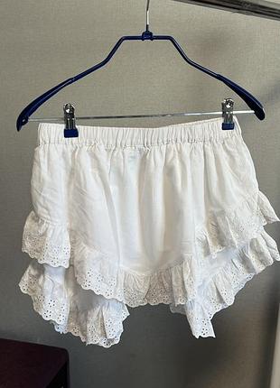 Біла спідниця з рюшами h&m