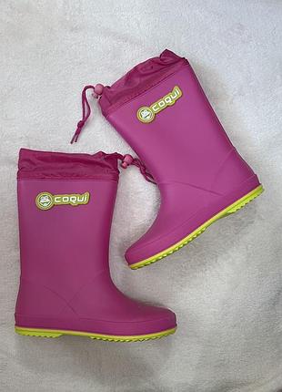 Дитячі гумові чоботи coqui rainy (8509 fuchsia/citrus) рожевий розмір 32-33, на стопу 18-18,5