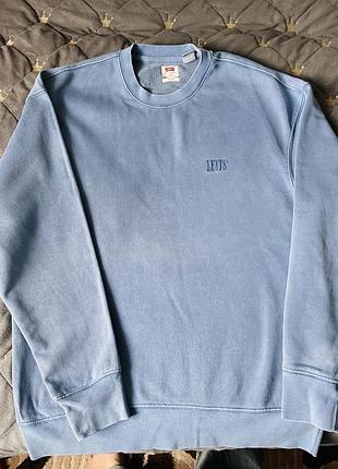Блакитний оригінальний світшот levi's у рубчик, розмір s (relaxed)