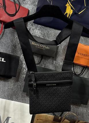 Сумка чоловіча месенджер michael kors hudson signature logo crossbody bag сірий