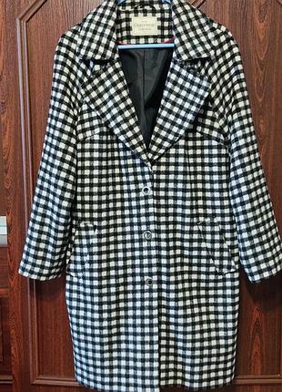 Демісезонне пальто у клітинку george outerwear / м'яке пальто l-xl / м оверсайз