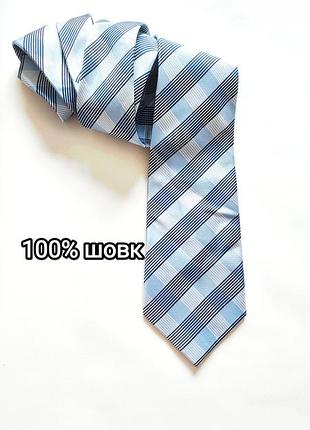 Галстук 100% шелк мужская широкая галстук голубая silk seta seda винтаж синий мужской сель в клетку в клетку полоска полоска racing green pure