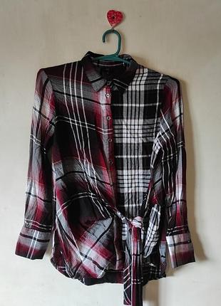 Жіноча сорочка в клітинку з зав'язкою river island, розмір s / 36 / uk 8