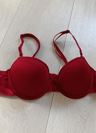 Червоний бюстгальтер базовий бюст гладкий ліф мереживний chantelle 34a 75a 70b