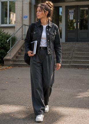 Укороченная джинсовая куртка жвкет guess, модель в стиле denim jacket, с регулируемым низом.