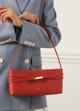 Сумка багет poelle britni bag красная натуральная кожа