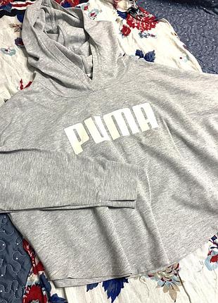 Легке худі / кроп-худі puma у сірому меланжевому кольорі