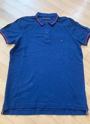 Оригінал! чоловіче поло tommy hilfiger slim fit (розмір m / синій колір)
