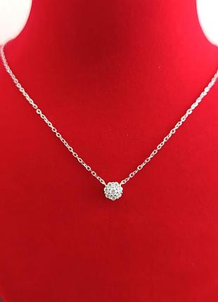 Серебряное колье с муассанитом 40-44 см, сертификат (89844843)