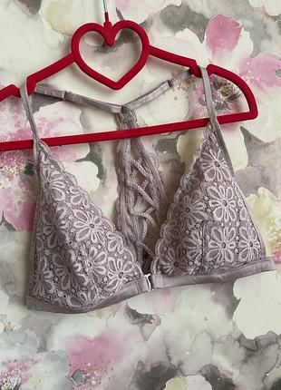 Бюстгальтер топ бра victoria's secret з квітковим мереживом, рожевий