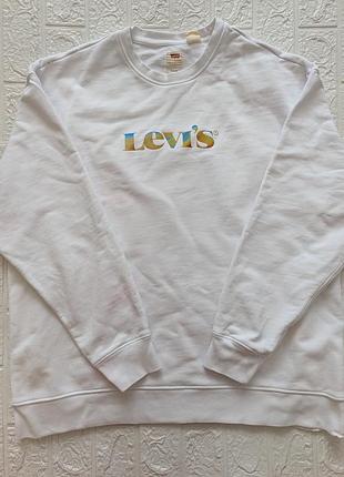 Білий світшот вільного крою від бренду levi's, розмір л