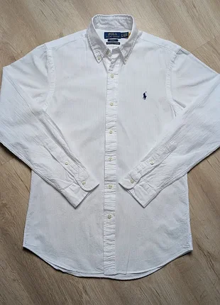 Сорочка polo ralph lauren custom fit біла бавовна s, оригінал