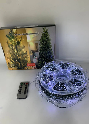 Гірлянда роса на котушці феєрверк - мішура від usb, 20м, 600led + пульт білий