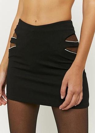 Новая секси мини юбка с прорезями и стразами tally weijl
