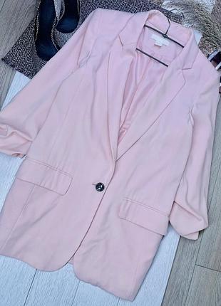 Прямий піджак h&m s oversize ніжно рожевий піджак оверсайз тонкий піджак з накладними кишенями