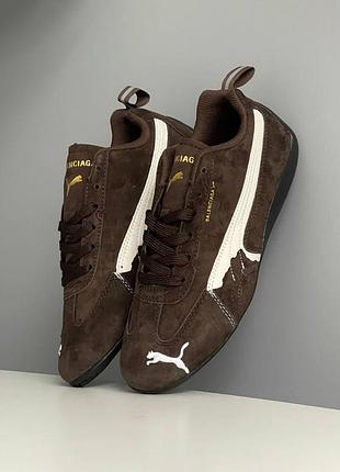 Кросівки puma speedcat suede balenciaga brown premium замшеві коричневі