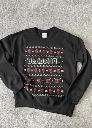 Новорічний світшот (різдвяний светр) із серії marvel з принтом дедпула (deadpool)