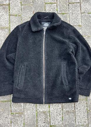 Черная плюшевая куртка тедди dickies (оригинал, размер s) - куртка-бомбер шерпа