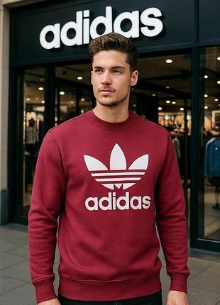 Свитшот унисекс adidas бордовый 100% хлопок