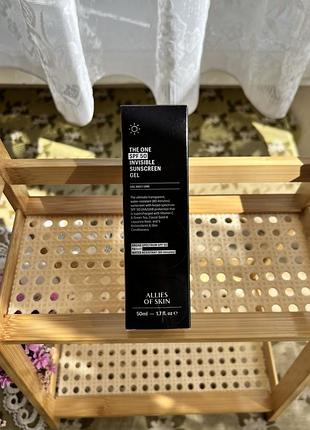 Сонцезахисний засіб allies of skin the one spf 50 invisible sunscreen gel 50 мл, спф, крем, крем-гель, сонцезахист, аос, еліас оф скін