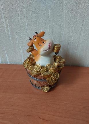 Копилка для монет денежная корова коровка копилка