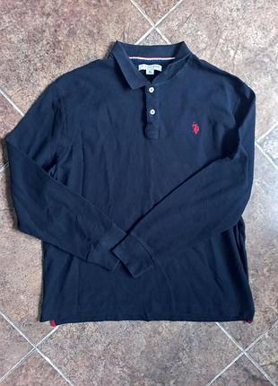 Темно-синий мужской лонгслив-поло от бренда u.s. polo assn