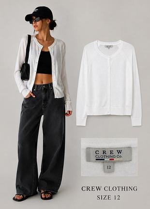 Легкий кардиган кофта crew closing лён хлопок р 12(m/l)