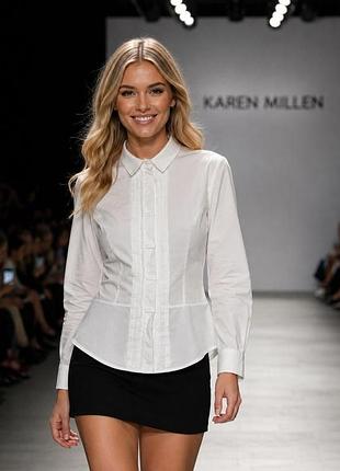 Женская рубашка блуза karen millen белая l (eu 40) хлопок