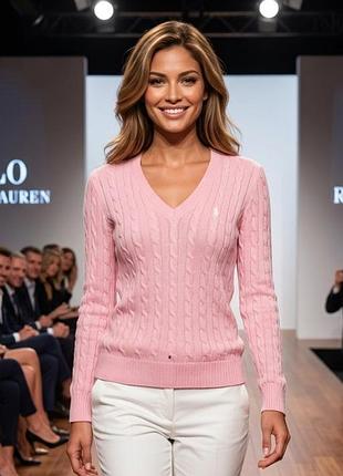 Джемпер женский polo ralph lauren, розовый, размер l, 100% хлопок