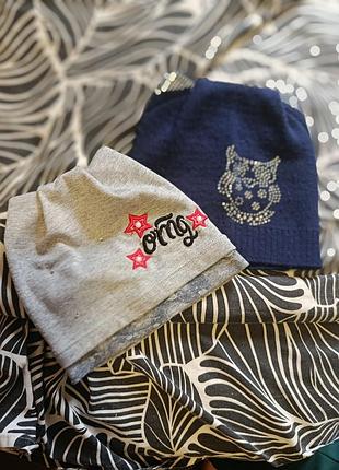 2 дитячі шапочки, декоровані , нові!  за ціною однієї 🔥