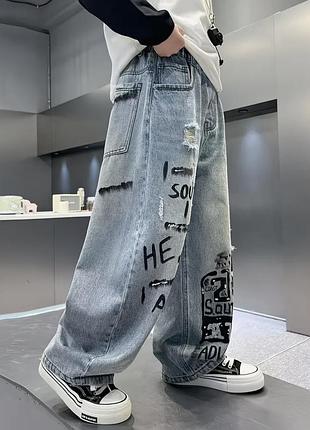 Модные широкие джинсы baggy на мальчика беги багги