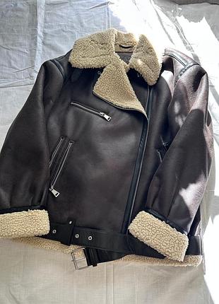 Дублянка zara шоколадна коричнева беж