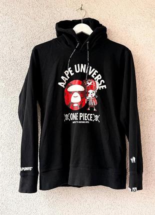 Мужское черное хлопковое худи aape universe x one piece