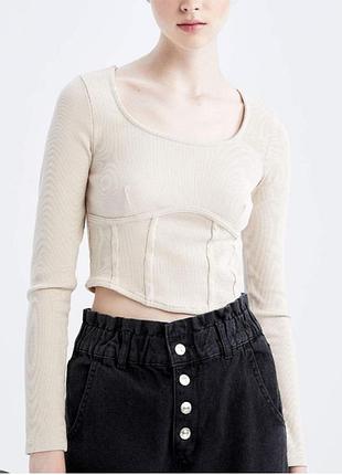New look корсетна кофтинка лонгслів в рубчик