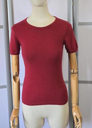 Cashmere collection кашемировый бордовый свитер с коротким рукавом