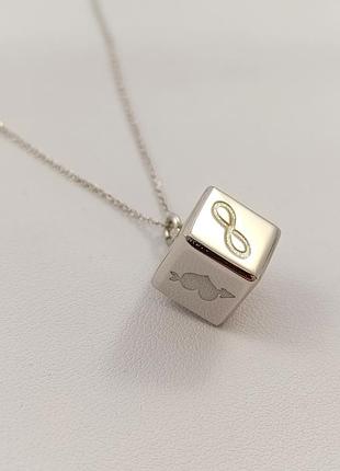 Срібне кольє з кубиком "love" 40-42 см cube-2