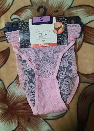 Новый комплект кружевных трусиков слипов fancy underwear, размер s (2 шт)
