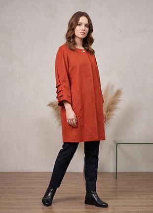 Пальто женское классическое демисезонное терракотовое joy miss 70127