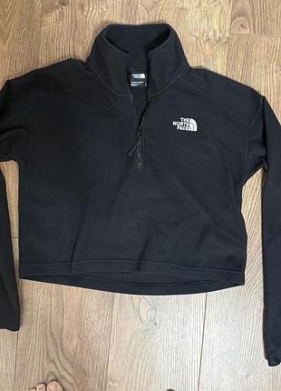 Чорний флісовий лонгслів the north face