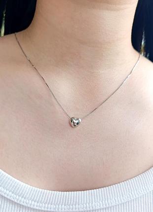 Серебряное колье "сердечко" 40-45 см nec362-б