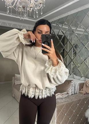 Світшот з мереживом zara