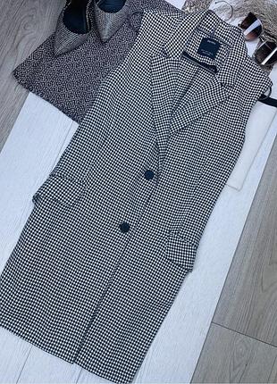 Осінній блейзер bershka s подовжений блейзер в гусячу лапку прямий піджак безрукавка